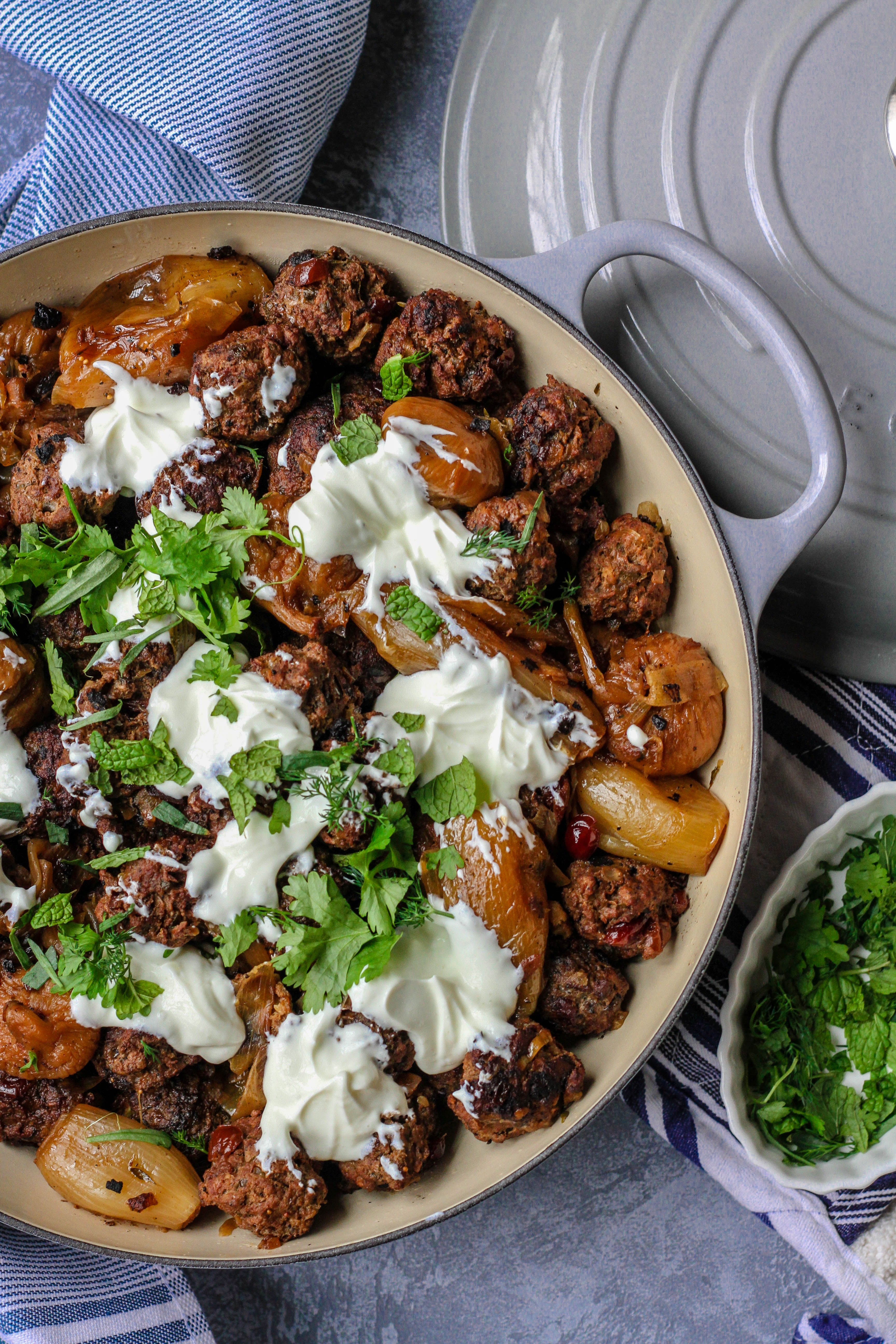 Greek Lamb Meatball, Feta & Tomato Bake