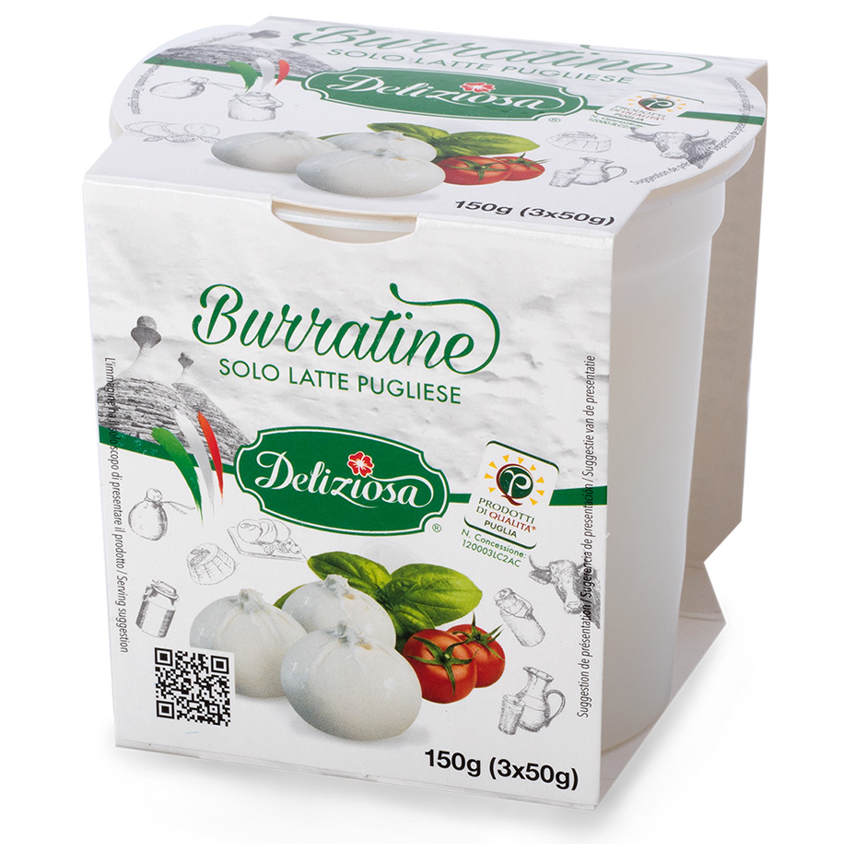 Fresh Burrata 150g - Deliziosa Deliziosa - Burrata 150g (3x50g) @Mercato Gourmet | Your Italian Gourmet Supermarket