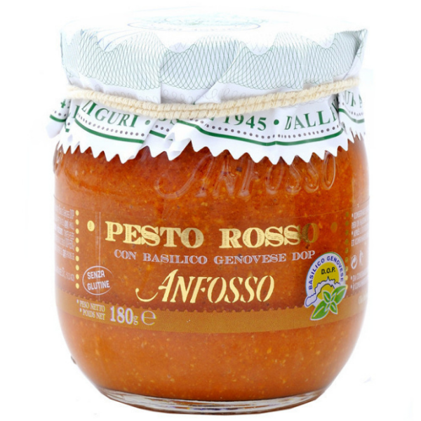 Red Pesto with Tomato & Genovese Basil DOP in Extra Virgin Olive Oil - Anfosso Anfosso - Tomato & Sauces @Mercato Gourmet | Your Italian Gourmet Supermarket