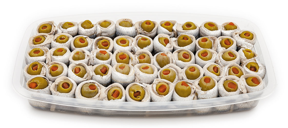 Sardinella Rolls with Olives in Sunflower Oil